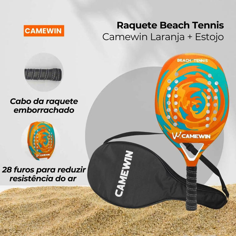 Raquete Beach Tennis Camewin Original Leve Fibra Carbono e Fibra
de vidro Raquete Profissional com capa protetora Lançamento - Casareco