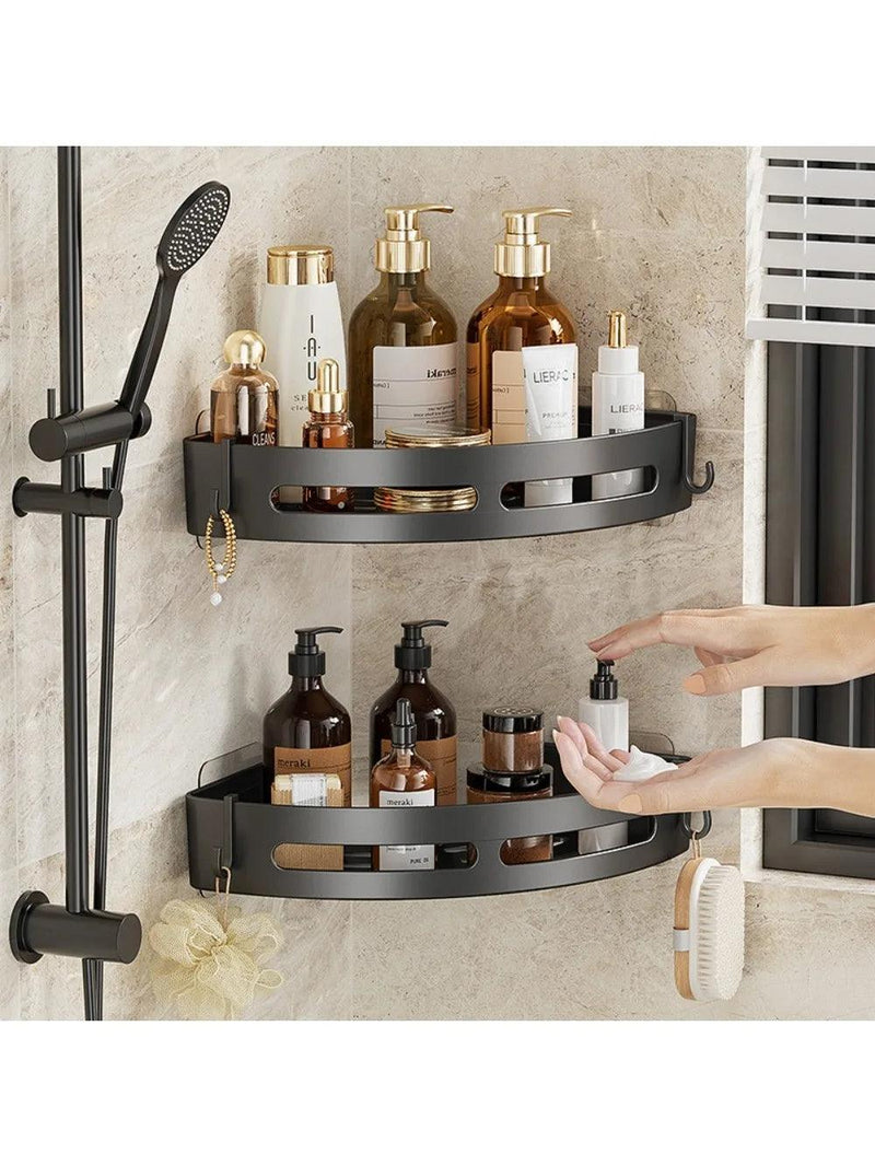 Suporte de banheiro sem furação – Prateleira organizadora para shampoo, toalhas e acessórios 1/2/3 níveis - Casareco