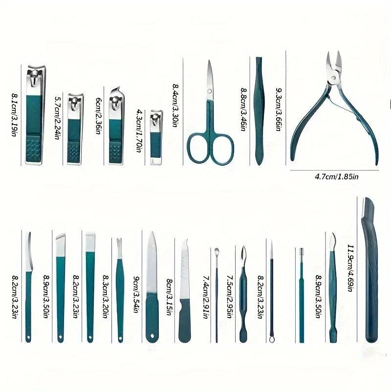 Kit de Cortadores e Acessórios para Unhas em Aço Inoxidável – Opções com 7, 10, 12 ou 18 Peças - Casareco