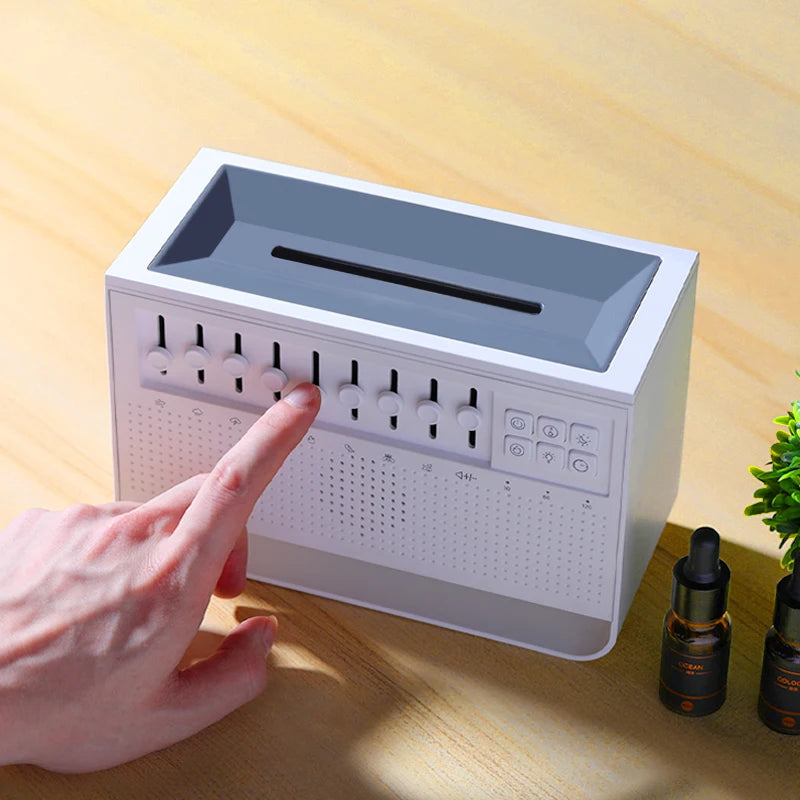 Umidificador e Difusor 2 em 1 – Purifique o Ar com Aromaterapia e Sons Relaxantes