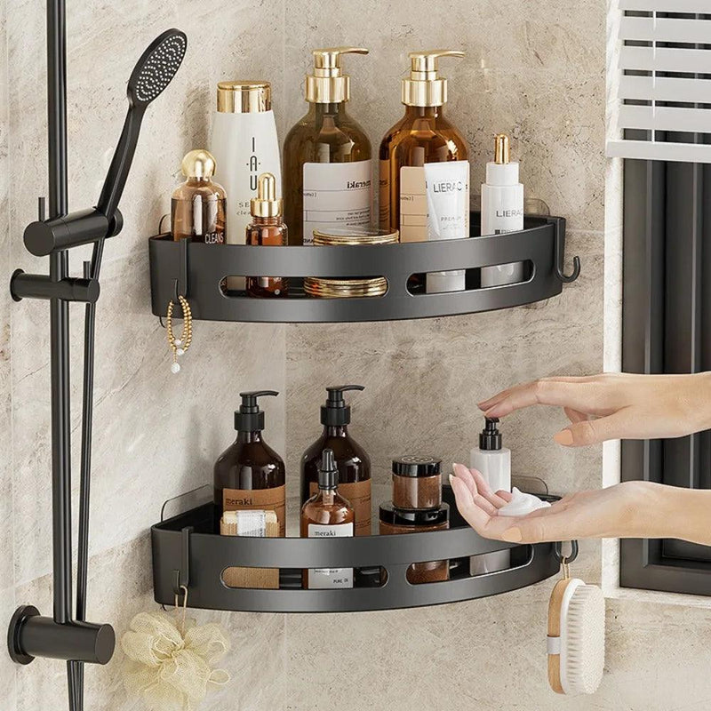 Suporte de banheiro sem furação – Prateleira organizadora para shampoo, toalhas e acessórios 1/2/3 níveis - Casareco
